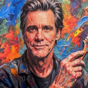 Jim Carrey Artistic Graphic Tee Size L "I needed color"